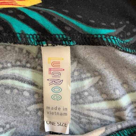 Like NEW LuLaRoe orange flower/dark teal leggings - Picture 7 of 15
